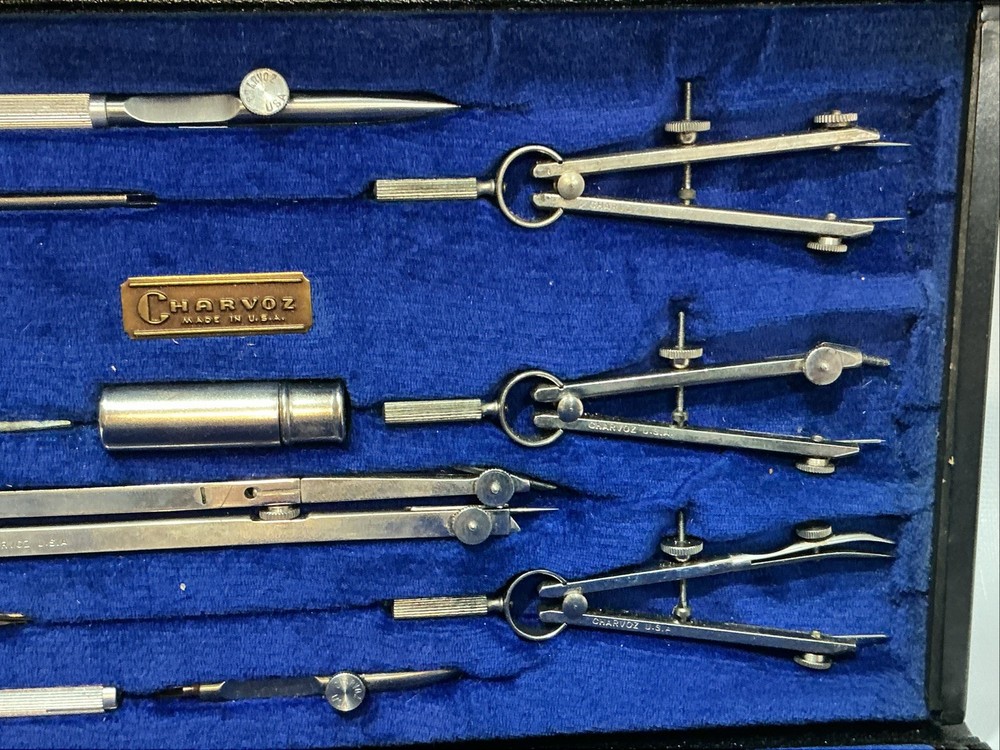 Vintage Charvoz Drafting Kit Precision Tools With Case