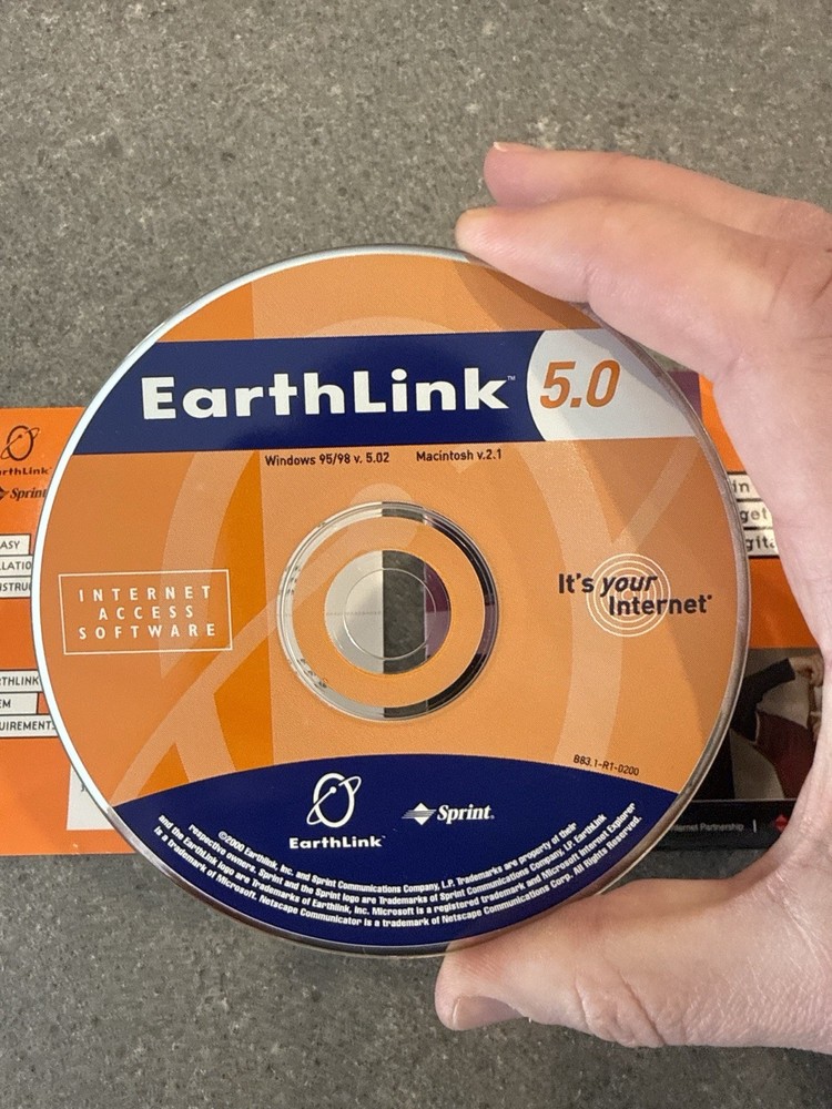 EarthLink 5.0 CD Windows 95/98 Macintosh Internet Software wSleeve Insert Sprint