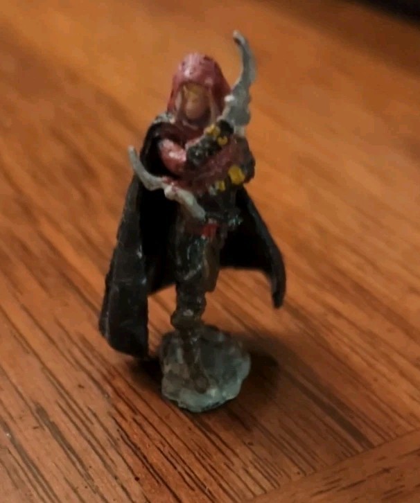 D&D Human Rogue Hand Painted Tabletop Mini (Red/Black)