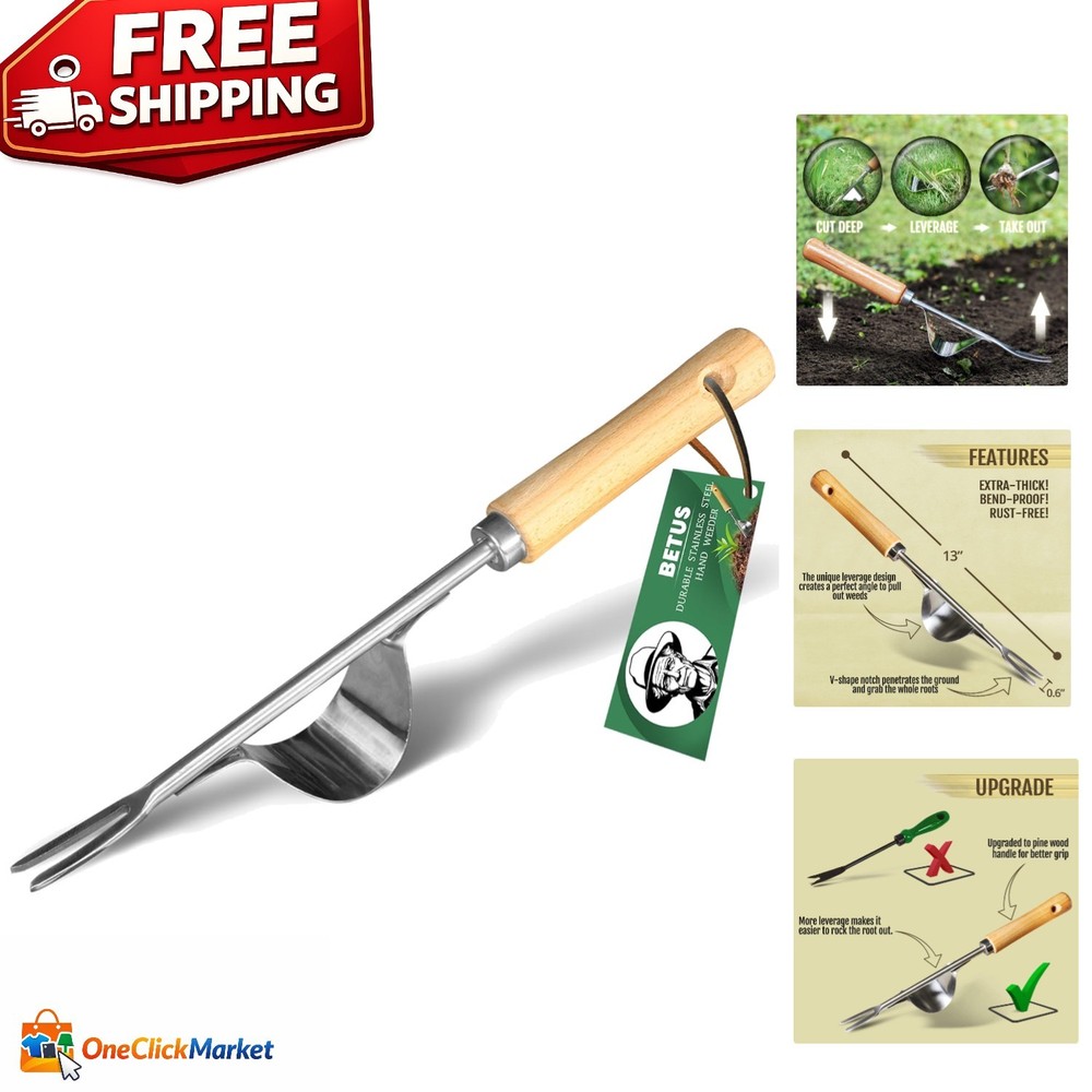 Compact Chrome Steel Hand Weeder - Innovative V-Shape for Deep Digging