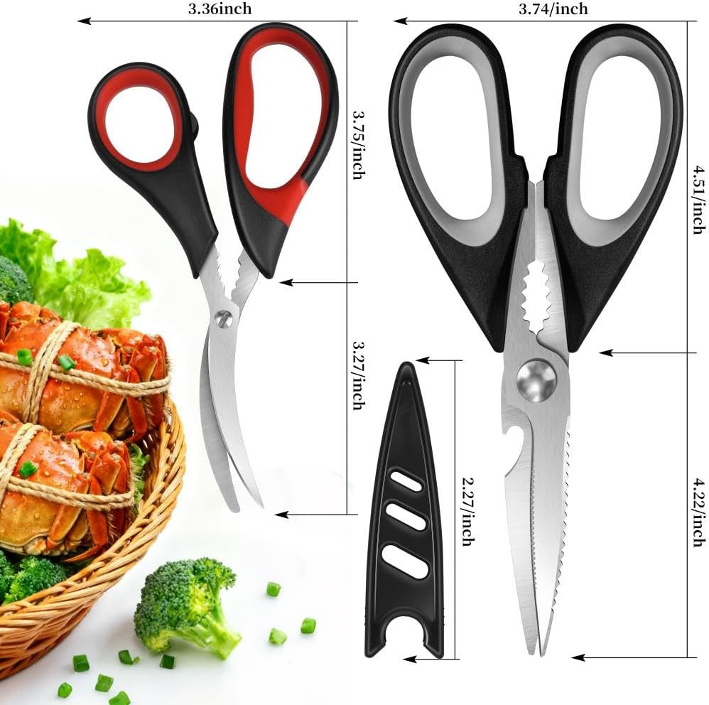All Purpose Kitchen Shears with Protective Sheath, Heavy Duty 3 Pack Kitchen Sci