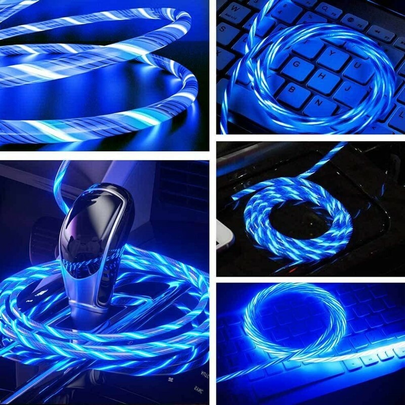 LED Light Up Charging Charger Cable USB Data Cord iPhone Android Type C Phone