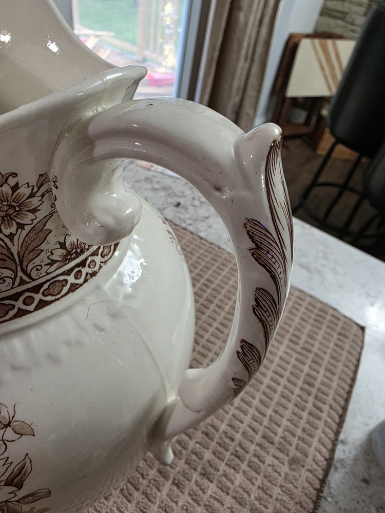 J.H.W. Sons Hanley England Orlean Transferware Pitcher