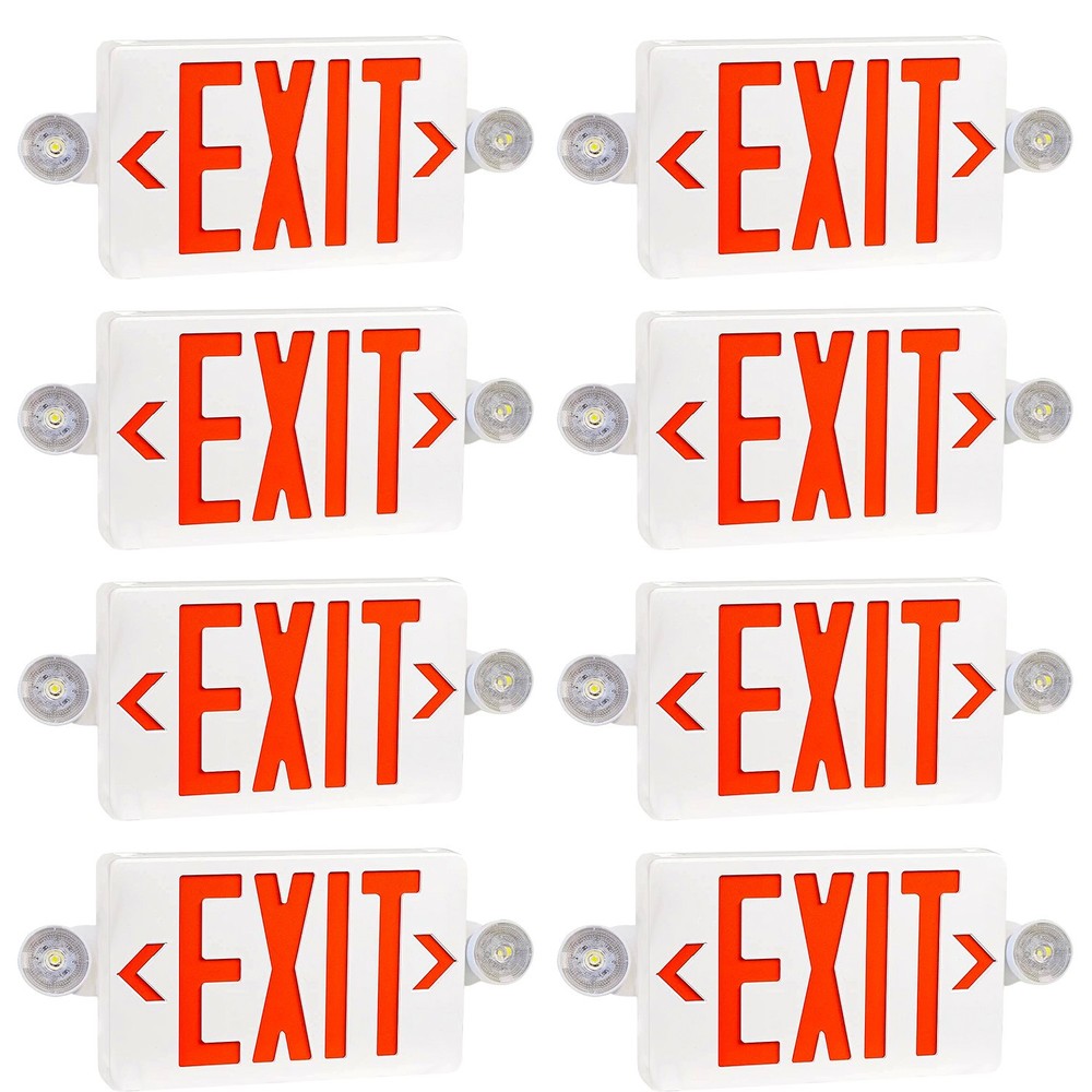 8Pack Red LED Exit Sign,UL-Listed Emergency Light -Dual Lamp ABS Fire Resistance