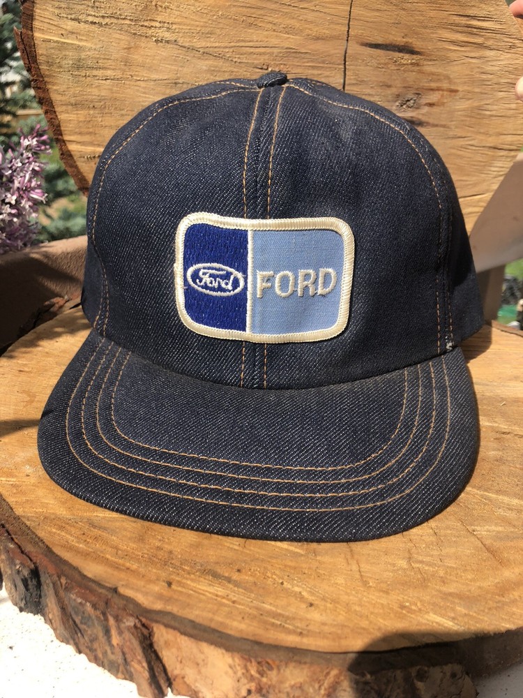 Vintage Ford Denim Snapback Trucker Hat Cap