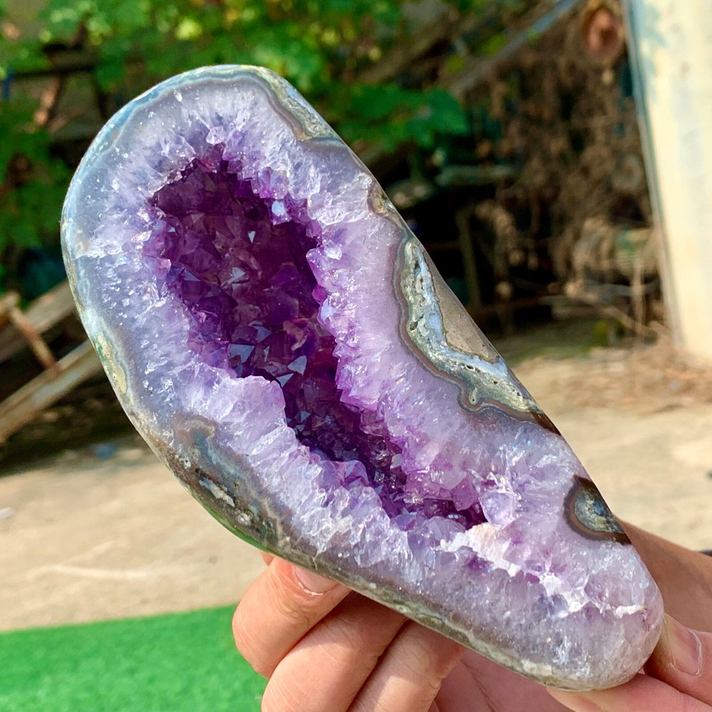 1.58LB Natural Amethyst geode quartz clustercrystal specimen Healing