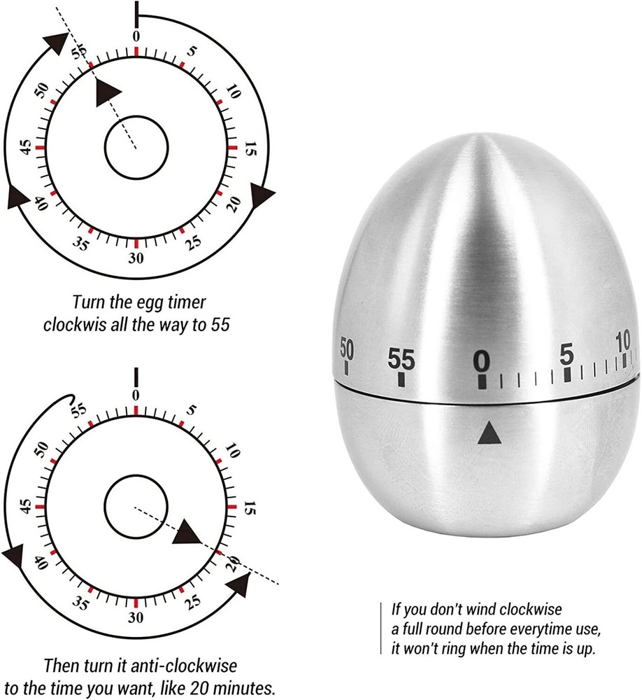 Egg Shape Timer 60 Minute Cute Timer for Kitchen Exercise Learn Cooking