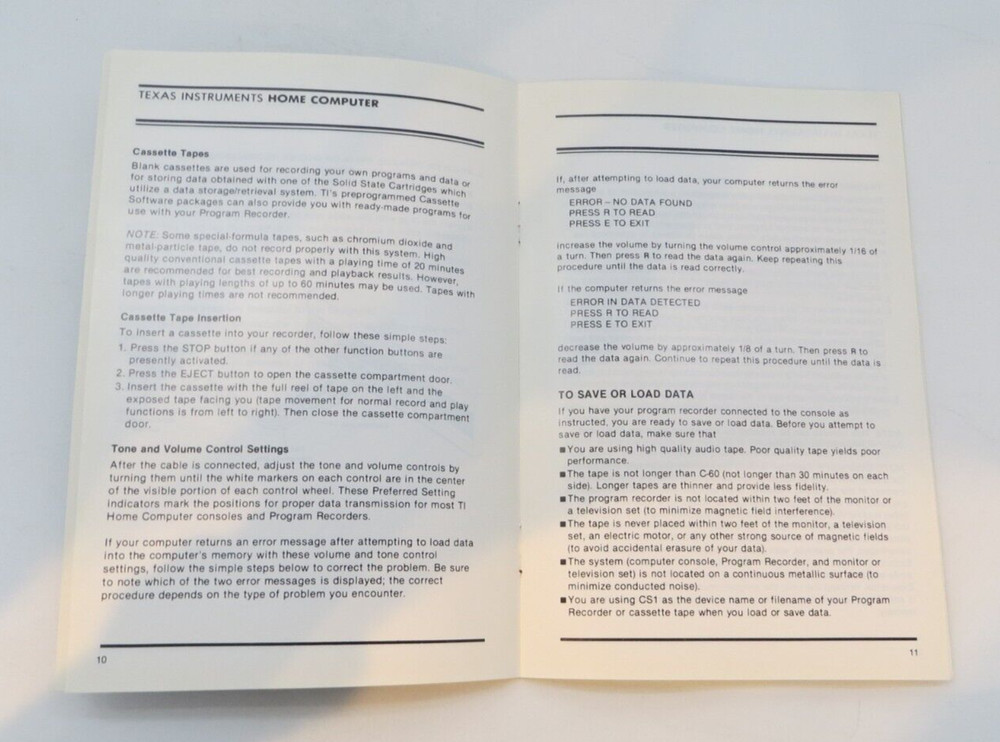 TEXAS INSTRUMENTS PROGRAM RECORDER PHP2700 owners manual instruction reference