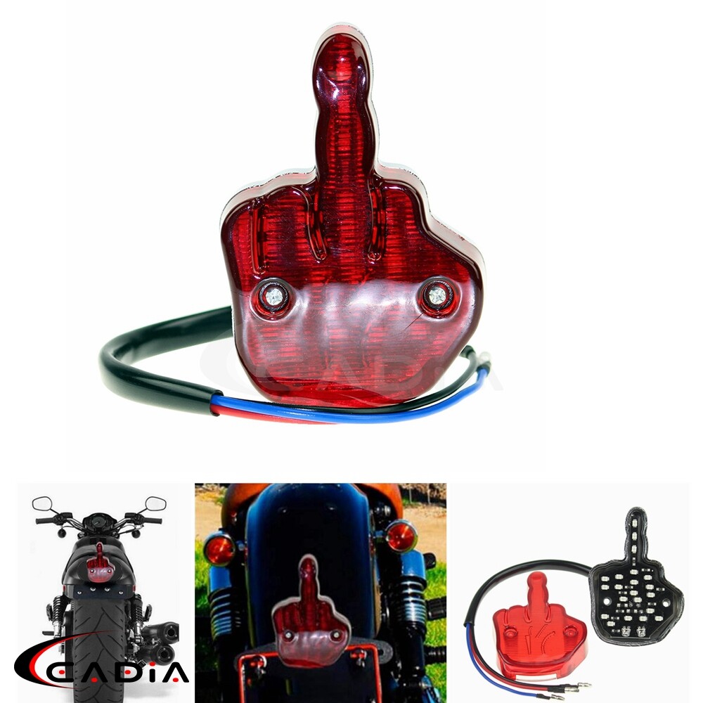 LED Tail Light Motorcycle Middle Finger Brake Light Red Lamp Universal For Haley