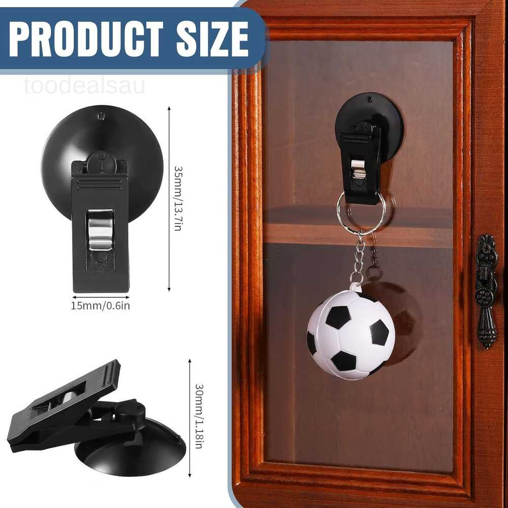 4 Pcs Suction Cup Clips Round Clamp Reusable black