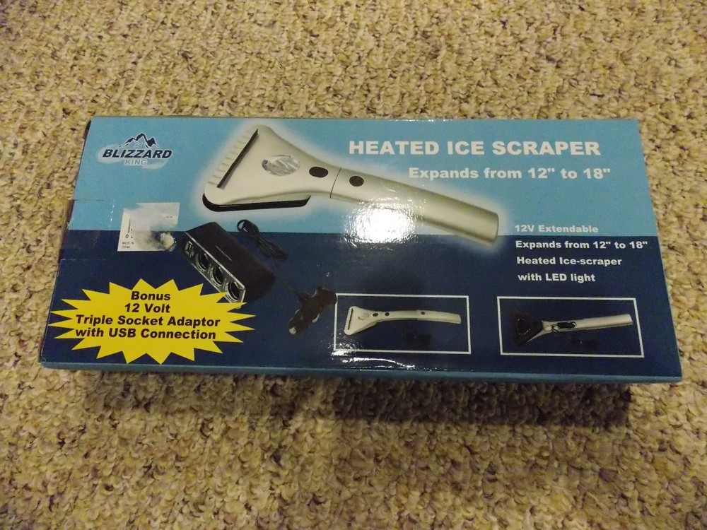 Blizzard King Heated Ice Scraper 12V Extendable with LED Light and Bonus Adapter