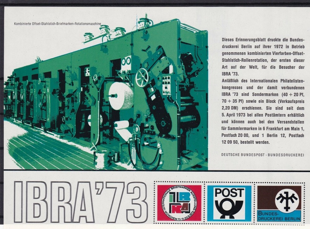 ibra 73 printing machine stamp sheet mnh  ref 11377