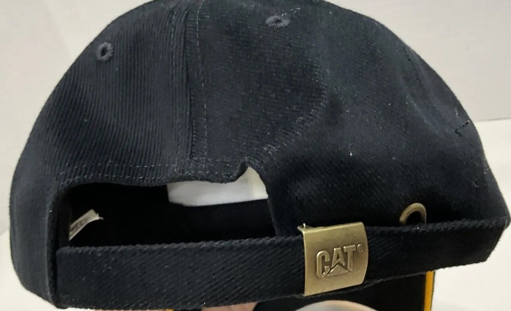 CAT Dozer Racing Stripe Caterpillar Black/Gold Construction Baseball Hat