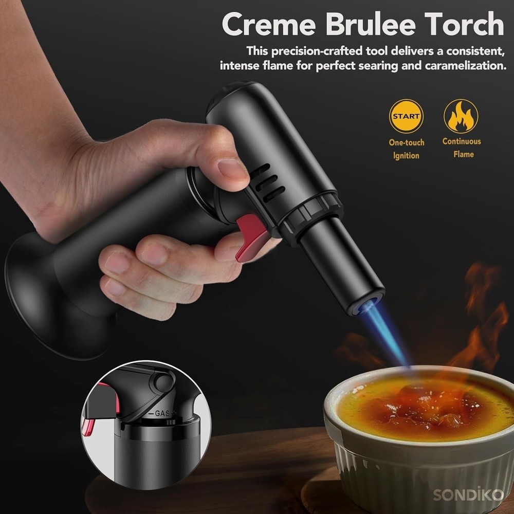 Butane Torch Lighter with Visible Fuel Window, Refillable Soldering Torch wit...