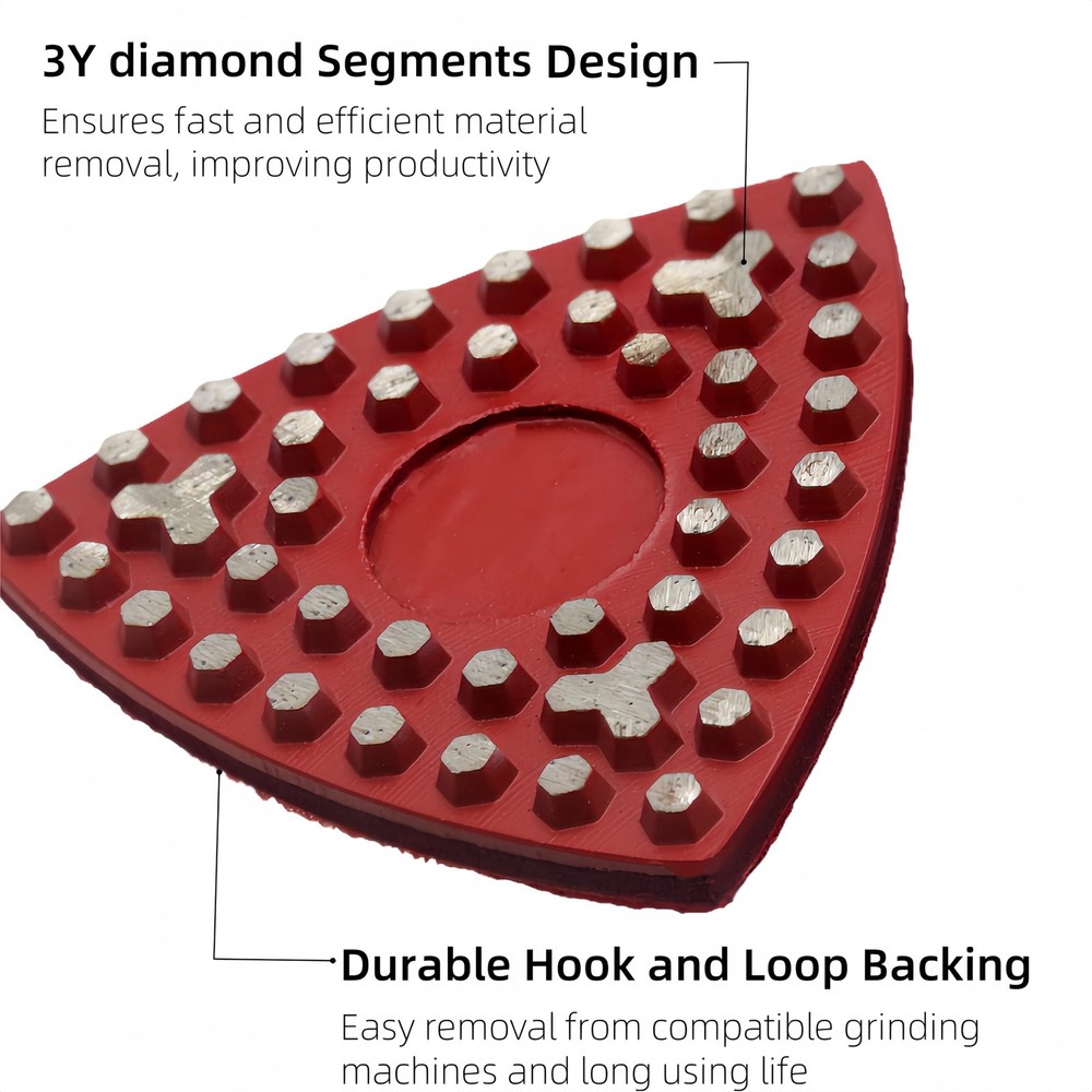 Triangular Diamond Grinding Pads for Corner Edge, 3 Inch Metal Triangle Grind...