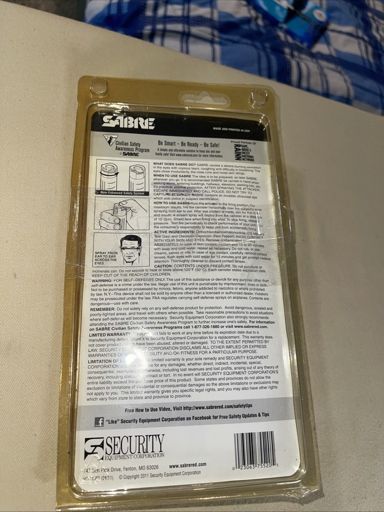 Sabre Defense Spray Sealed