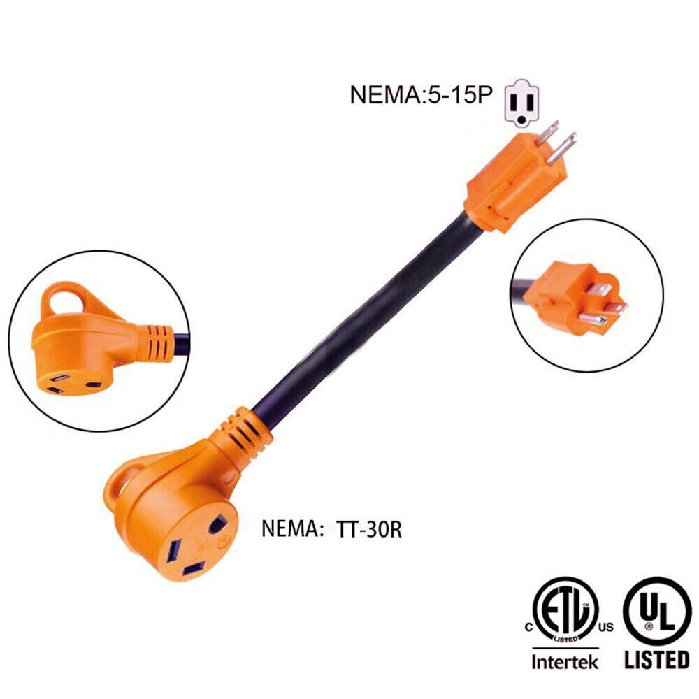 15 Amp Male to 30 Amp Female Dogbone Adapter RV Electrical Converter Cord Cable