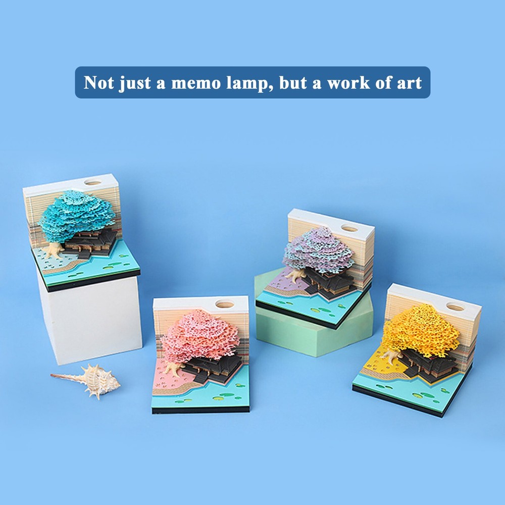 3D Memo Pad 260 Sheets Paper Carving Sticky Notes Convenience Post Notes pink