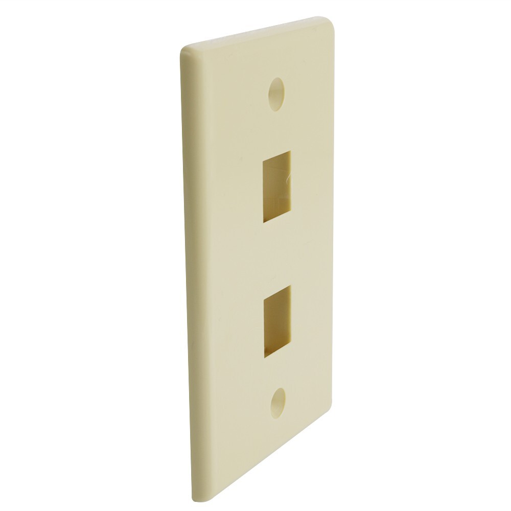 Construct Pro Single-Gang 2-Port Keystone Wall Plate (Ivory)