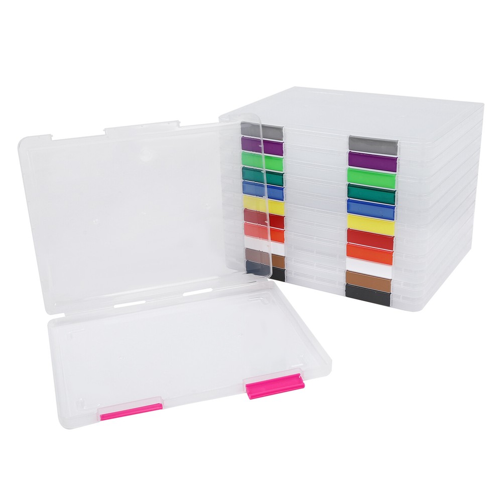 12Pcs Clear File Boxes Magazines Photos Holders Plastic Document Storage Cases