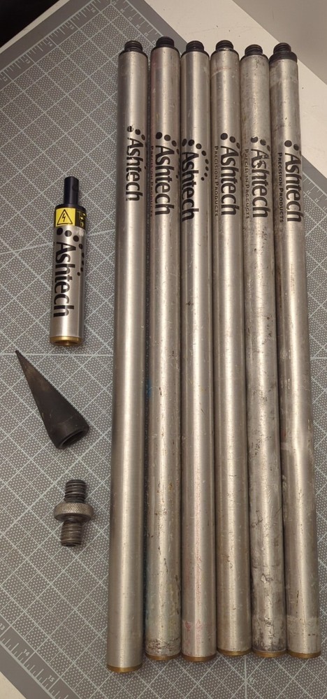 Ashtech 10ft Surveying Prism Pole with GPS Receiver Tip & Sharp Steel Pole Point