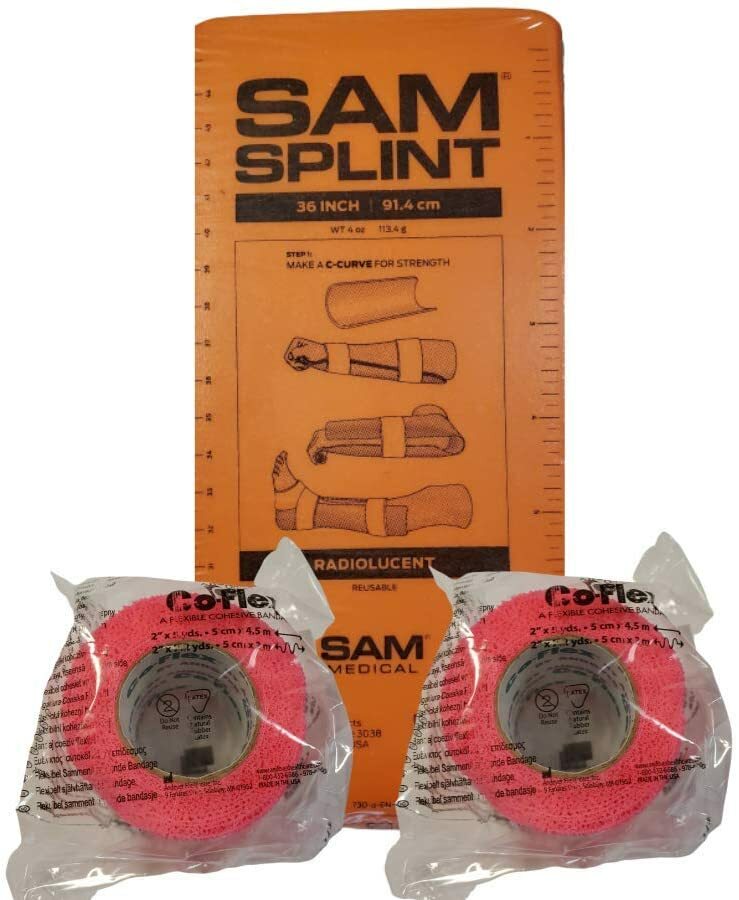 SAM Splint Kit - 36" Flat SAM Splints & 2" x 5yds Cohesive Wraps