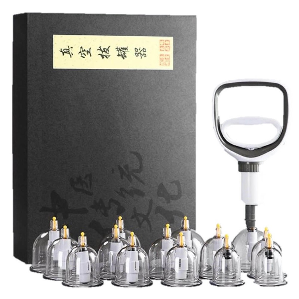 Professional Acupoint Cupping Set, 4th Generation Pump Gun & Cups (12 Cups)