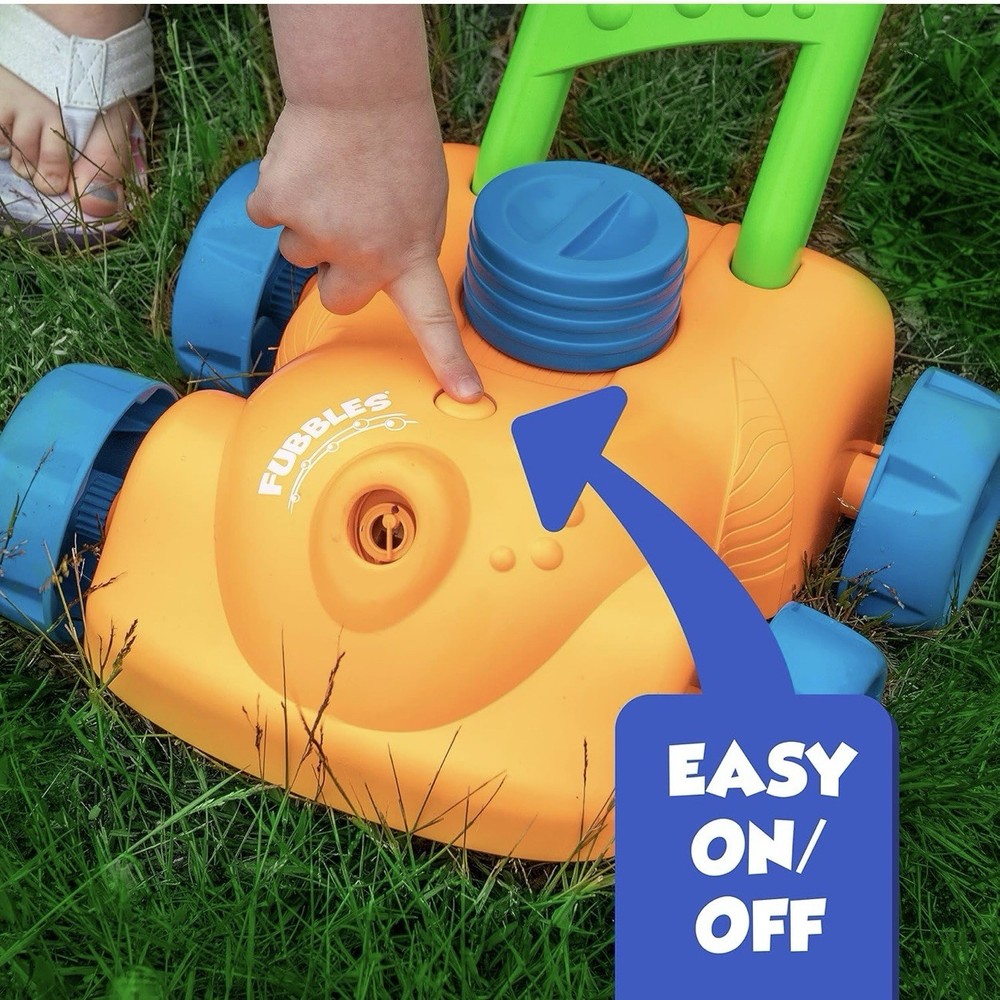 FUBBLES No Spill Bubble Motorized Mower Toy Ages 3+ Includes Bubble Solution NEW