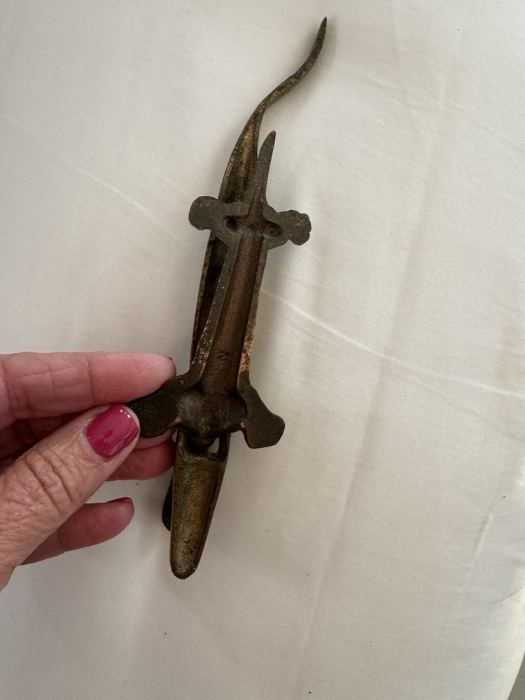 Brass Metal Nut Cracker Alligator Shape 6.5" Vintage