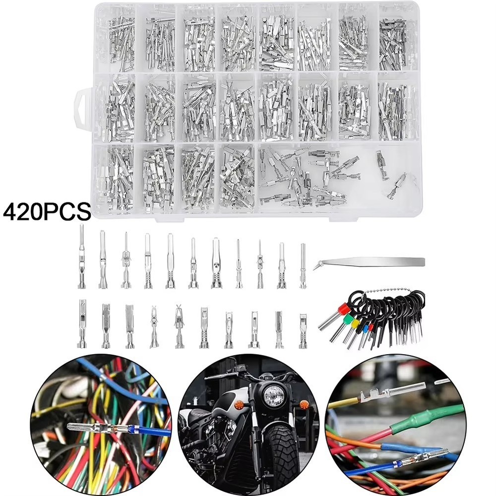 420PCS Connector Pins 21 Types Electrical Wire Terminal Kit 18PCS Extractor Tool