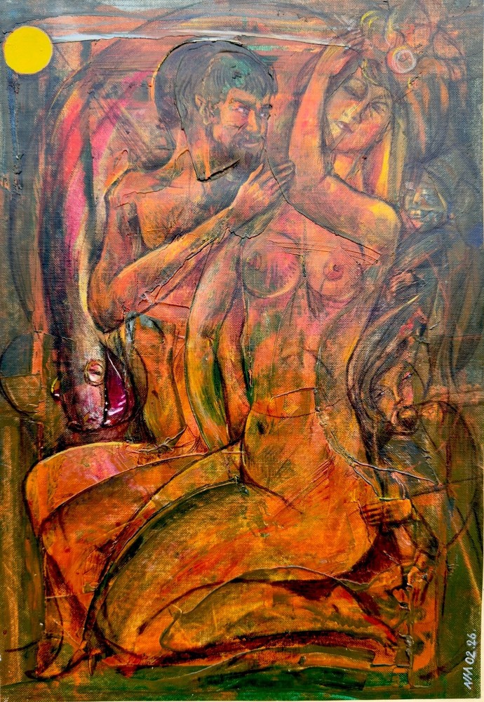 Original Russian Abstract Composition, Graphics, Postmodernism, Signed.