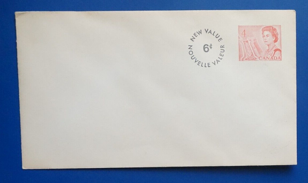 Canada Prepaid envelope - Queen Elizabeth, Revalued 6c