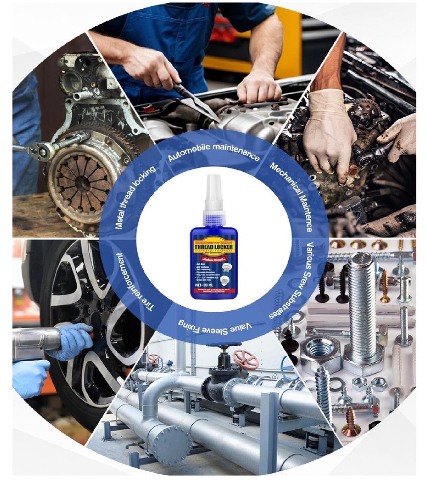 Thread Lock Blue, Threadlocker Medium Strength, Thread Locker for Nuts, Bolts,