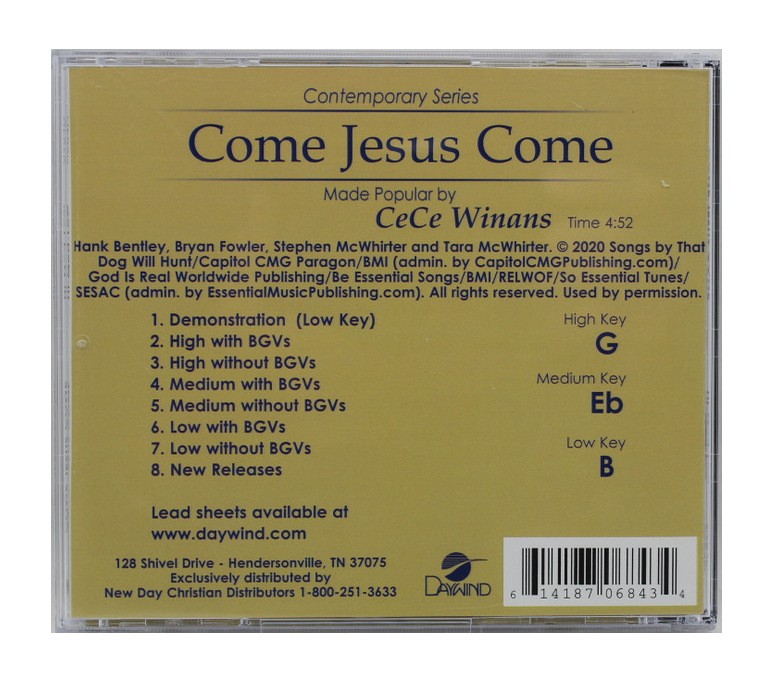 Come Jesus Come Made Popular CeCe Winans NEW CD Accompaniment