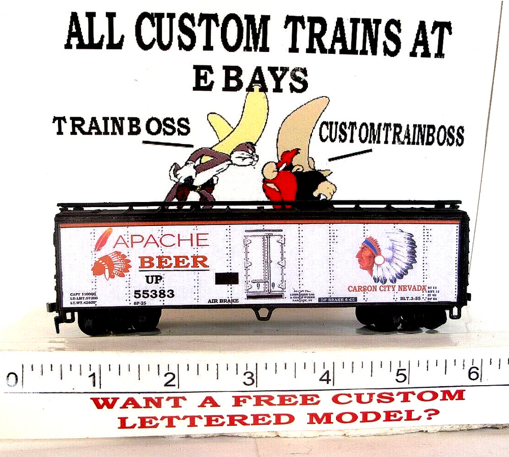 HO SCALE CUSTOM LETTERED APACHE BEER REEFER  🍺🍺🍺🍺 PG 8 ALSO AVAIL IN O