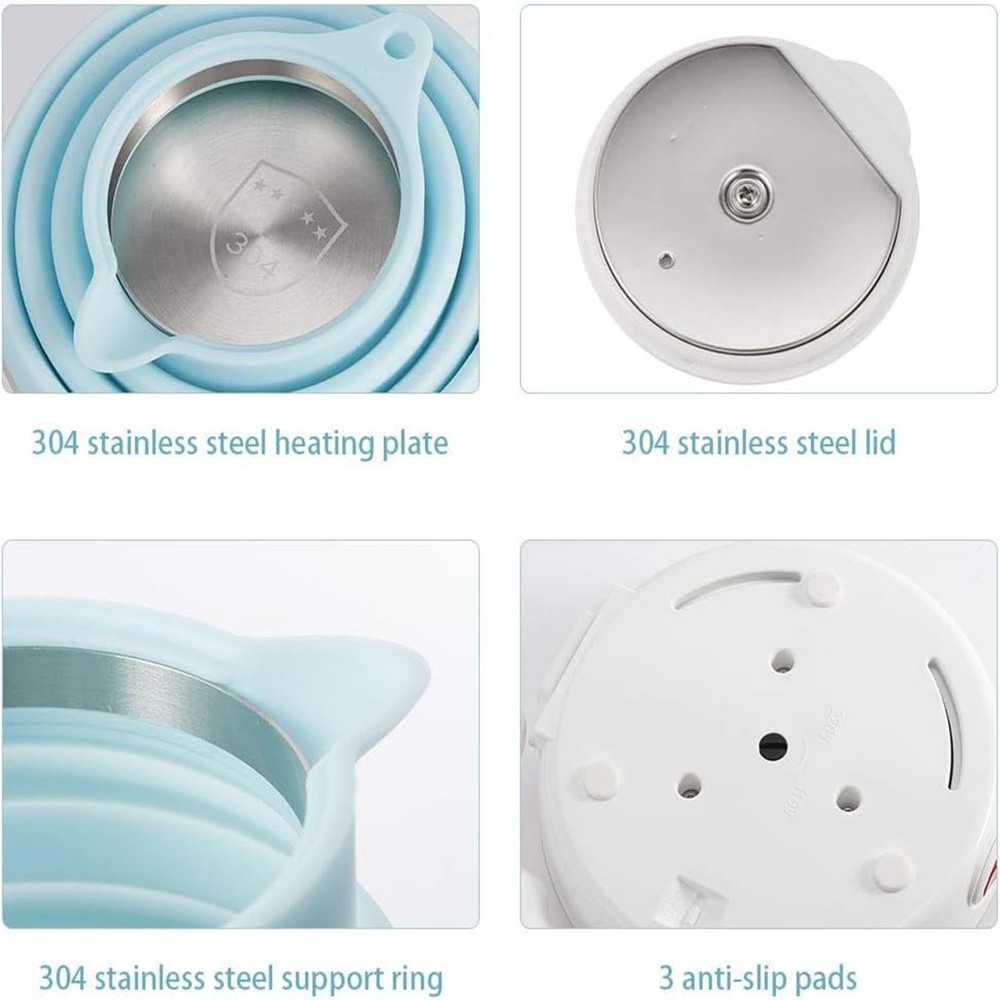 Foldable Electric Travel Kettle, Dual Voltage Portable Electric Kettle, Collp...