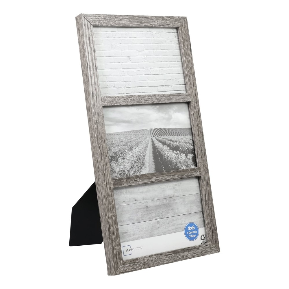 Mainstays Triple Opening 4" x 6"Rustic Gray Linear Gallery Collage Picture Frame