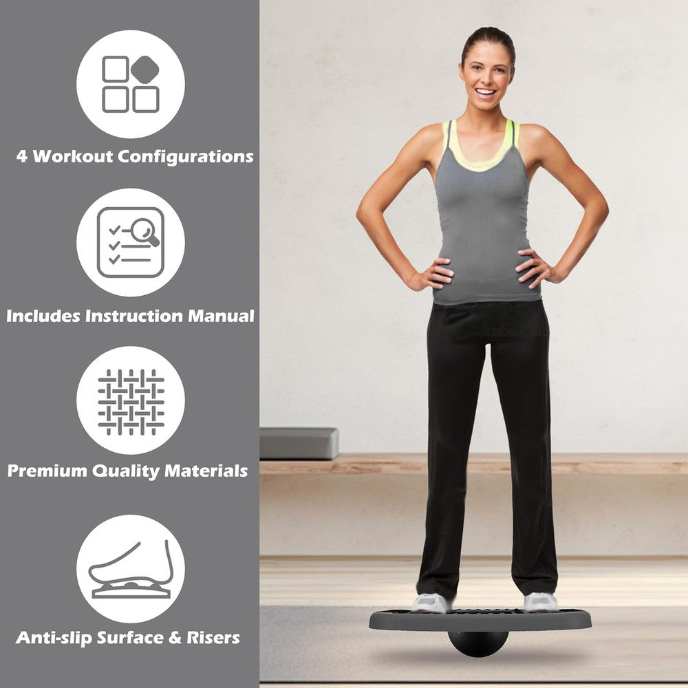 4-In-1 Aerobic Balance Board and Step Up Exercise Platform - Adjustable Multifun