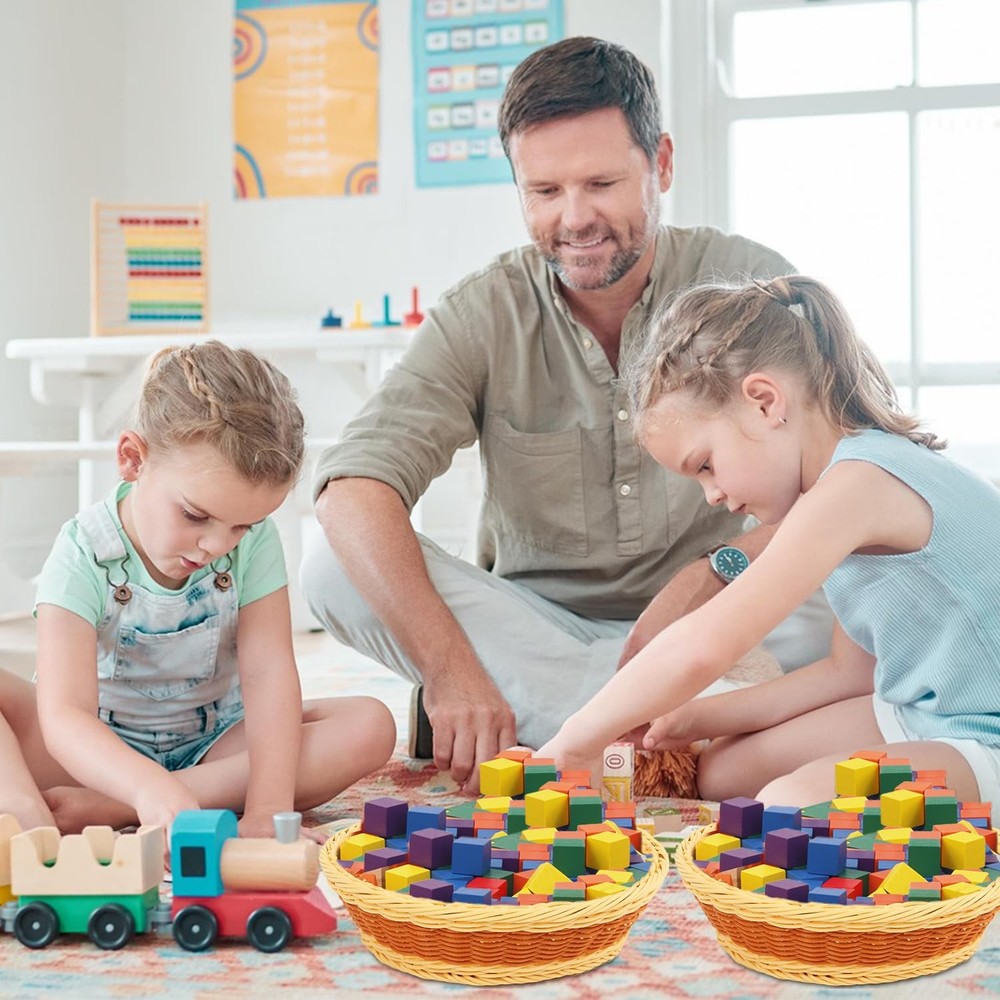 11.8 Inch Wicker Baskets,3 Pack Woven Bread Baskets Round Fruit Baskets Stack...