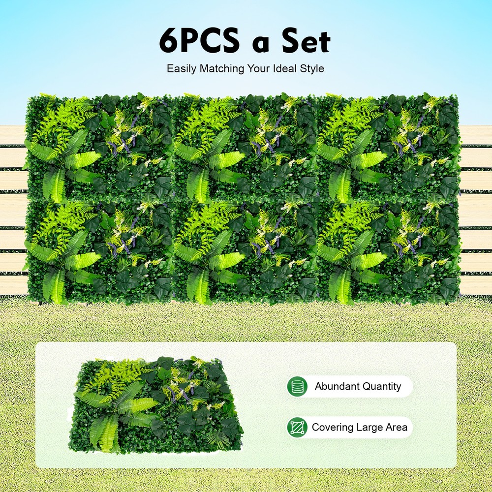 6PCS Artificial Plant Wall Fence Panel Decor Greenery Hedge Grass 60*40cm
