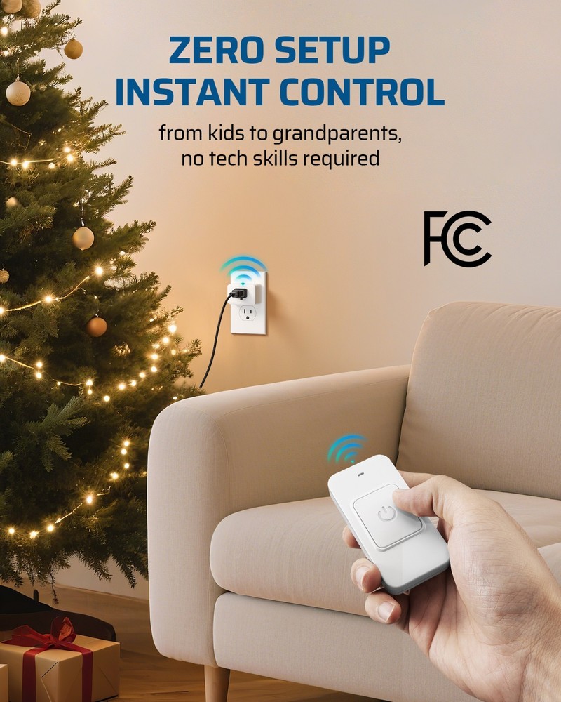 Single Button RF Remote Control Electrical Plug Outlet No WiFi Needed 100FT