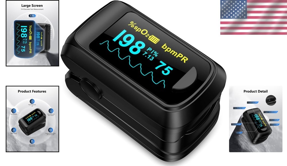 Compact Oxygen Meter with One-Button Control & Battery Included for Convenience
