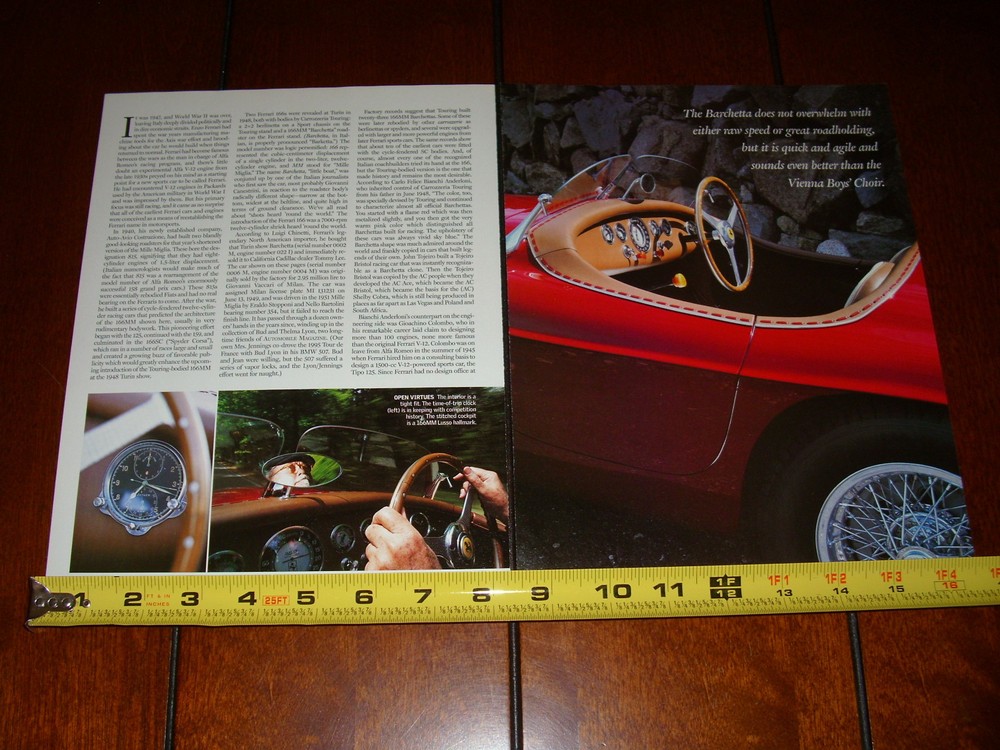 1949 FERRARI 166MM BARCHETTA ORIGINAL 2002 ARTICLE