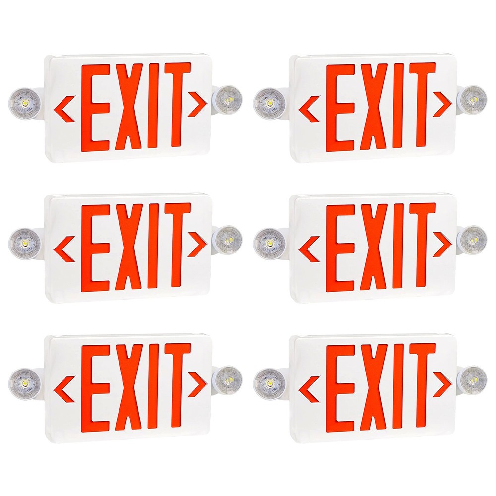 6Pack Red LED Exit Sign,UL-Listed Emergency Light -Dual Lamp ABS Fire Resistance