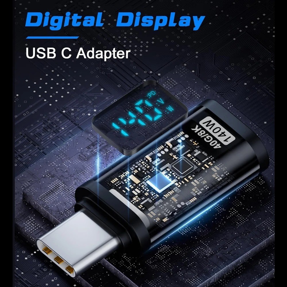 1pcs USB C 140W Adapter LED 40Gbps Type C Extender USB4 Thunderbolt Meter Tester