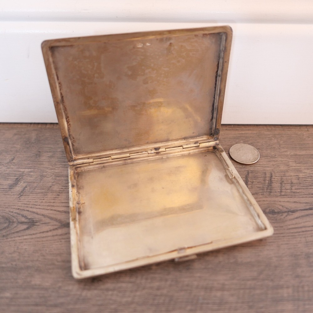 Antique Khosrow 84 Solid Silver Persian Chased Relief Scene Cigarette Case !!!