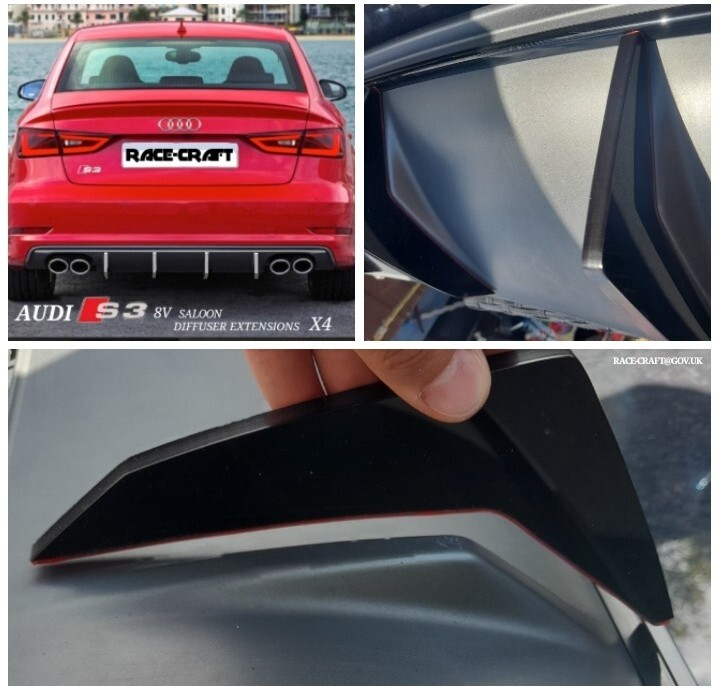 For" Audi S3 Saloon 8V 2.0 TSI Diffuser Extensions,DIFFUSER FINS,PRE FACELIFT