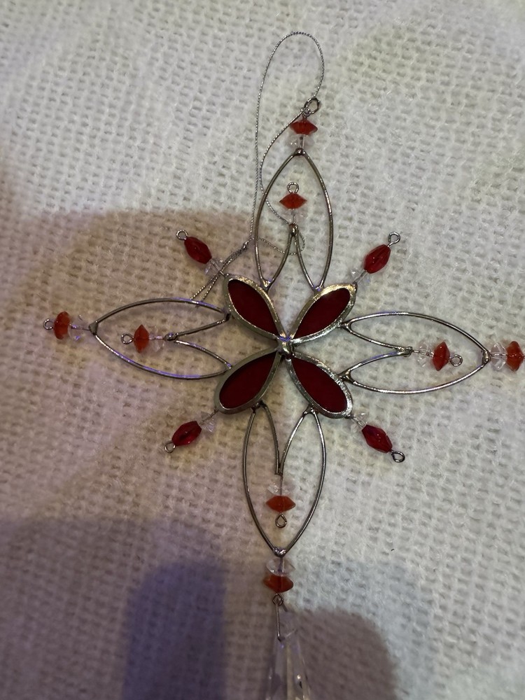 Two Snowflake Sun Catchers Red