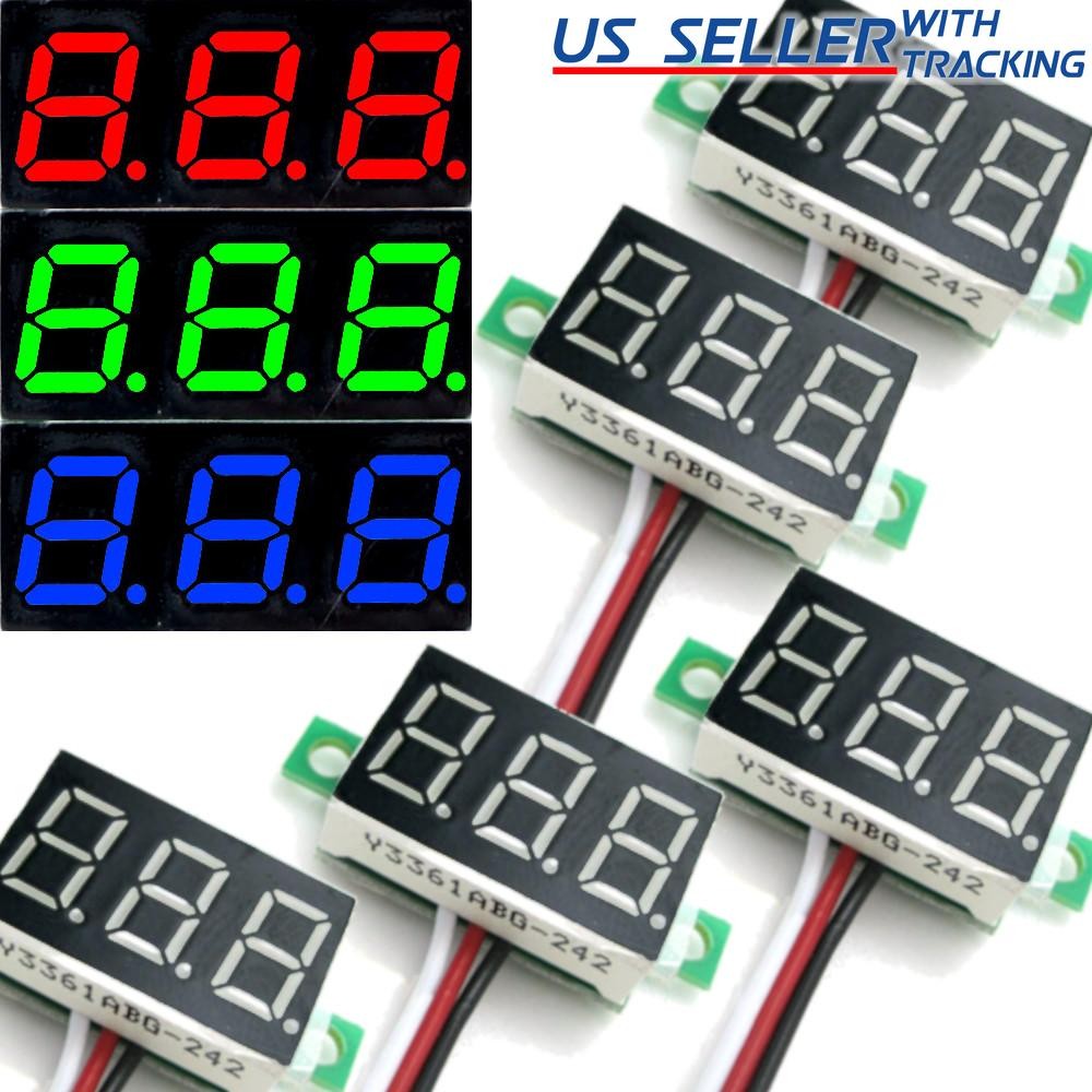 5pcs DC 0-30V 3-Wire Voltmeter 3-Digit LED Display Volt Meter Voltage Tester
