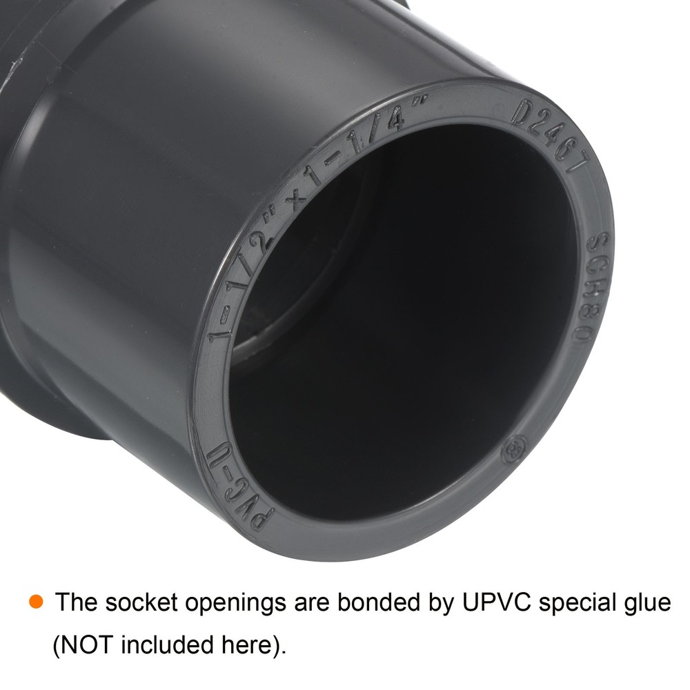 UPVC Fitting Pipe Reducer 1-1/2"x 1/4" 2pcs Straight Coupling